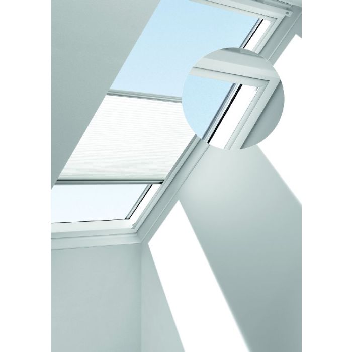 VELUX Faltstore, Plissee im Slimline-Design, mit weiß lackierten Schienen für die Velux Fenster der weißen Linie