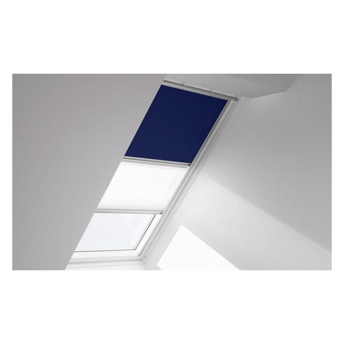 Velux Vorteilsset Verdunkelungs-Rollo + Faltstore Uni Blau (2055) & Weiss (1016)