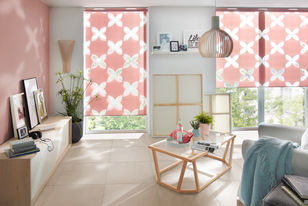 Doppelrollo im rosa Flora Design